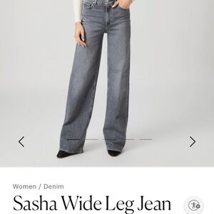 Paige Sasha Wide Leg Jean Smokey Grey  Size 28